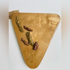 Handcrafted Purse! Wood, with leather backing . Adorned with faux gems. DOPE